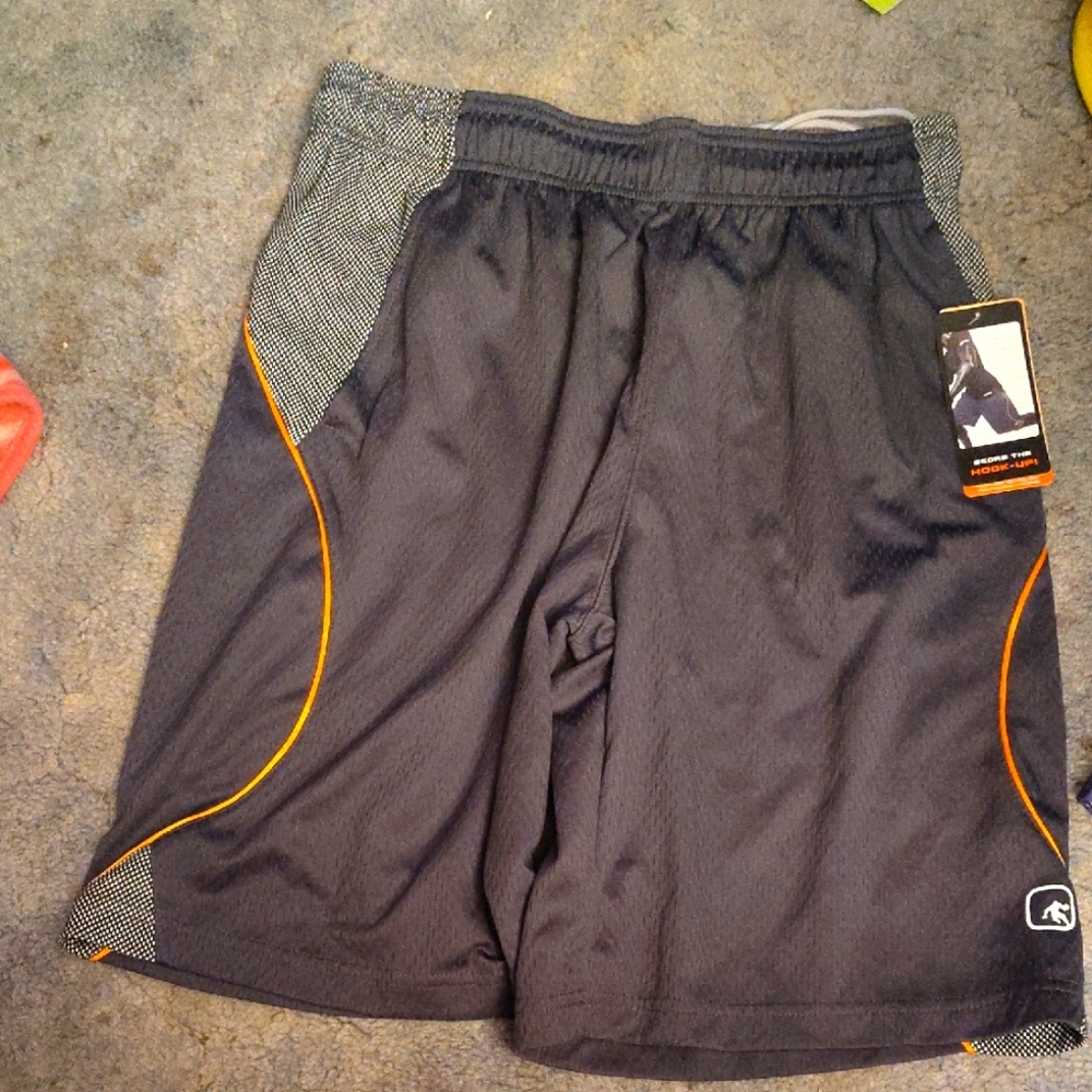 AND1 Black and Gray Athletic Shorts with Orange Accents Men's Medium